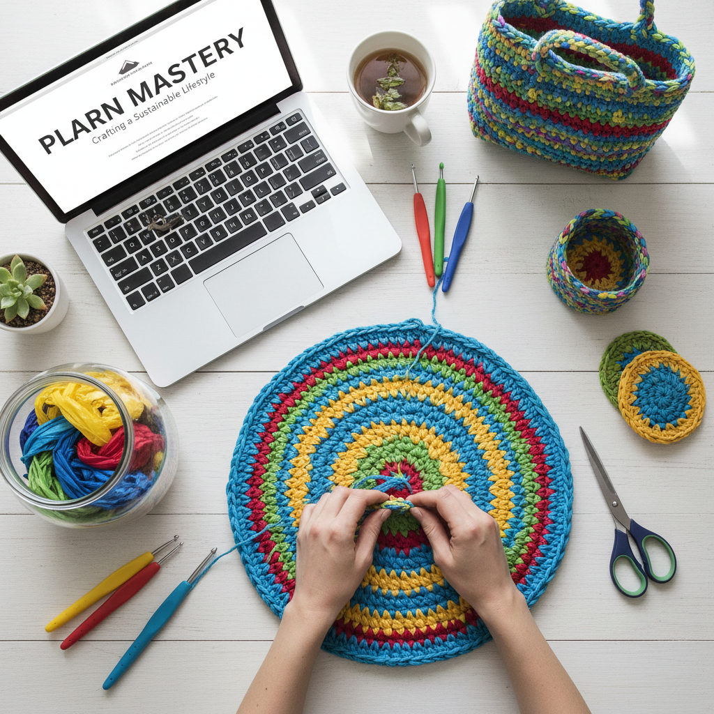 Colorful plarn craft supplies